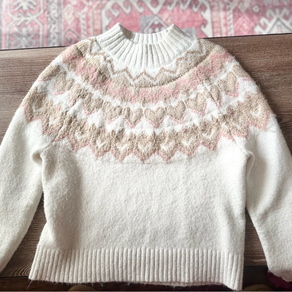 LOFT COZY Cozy Sweater with Pink and Brown Accents